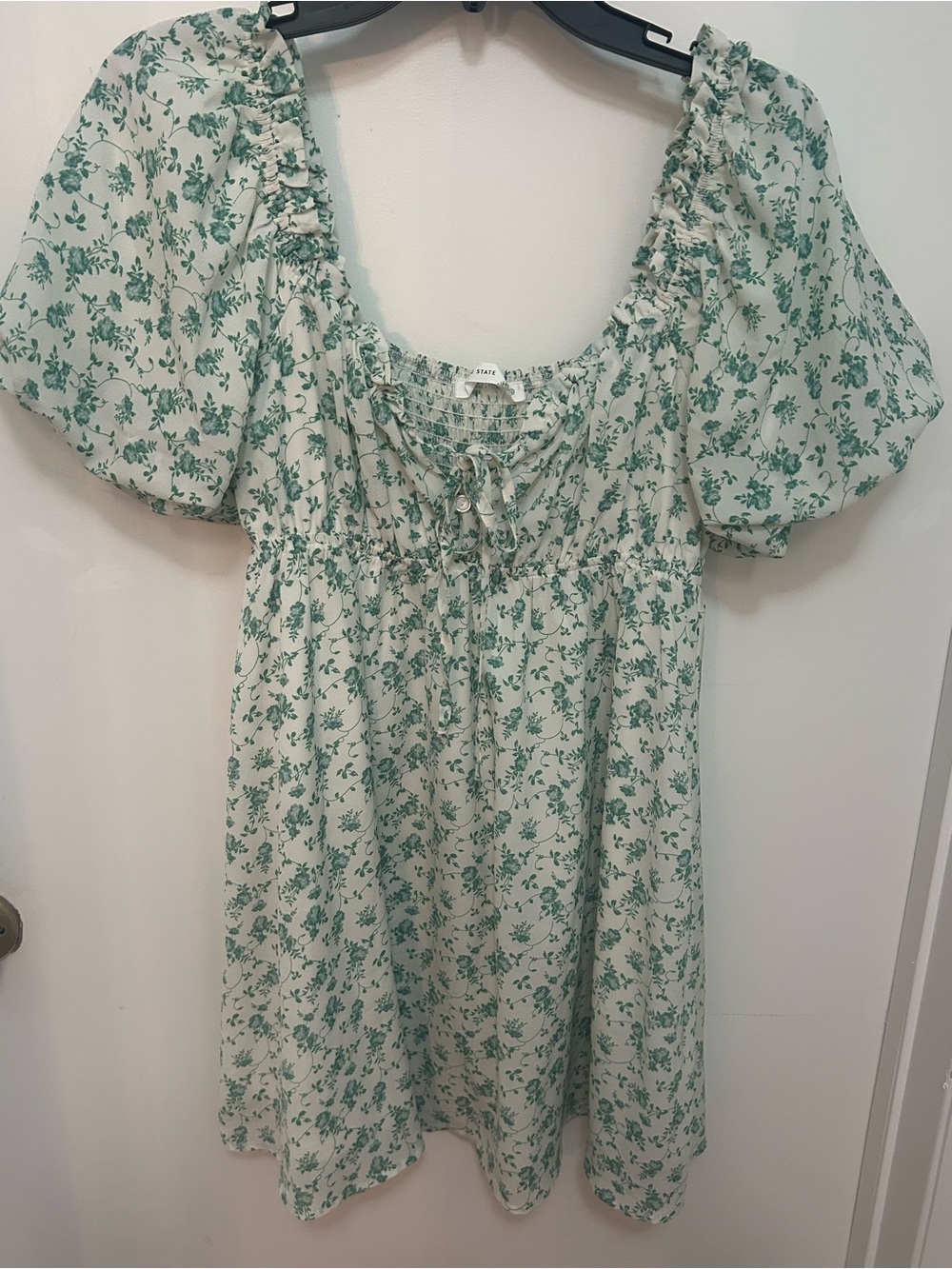 Altar'd State Cream Mini Dress with Green Floral Print